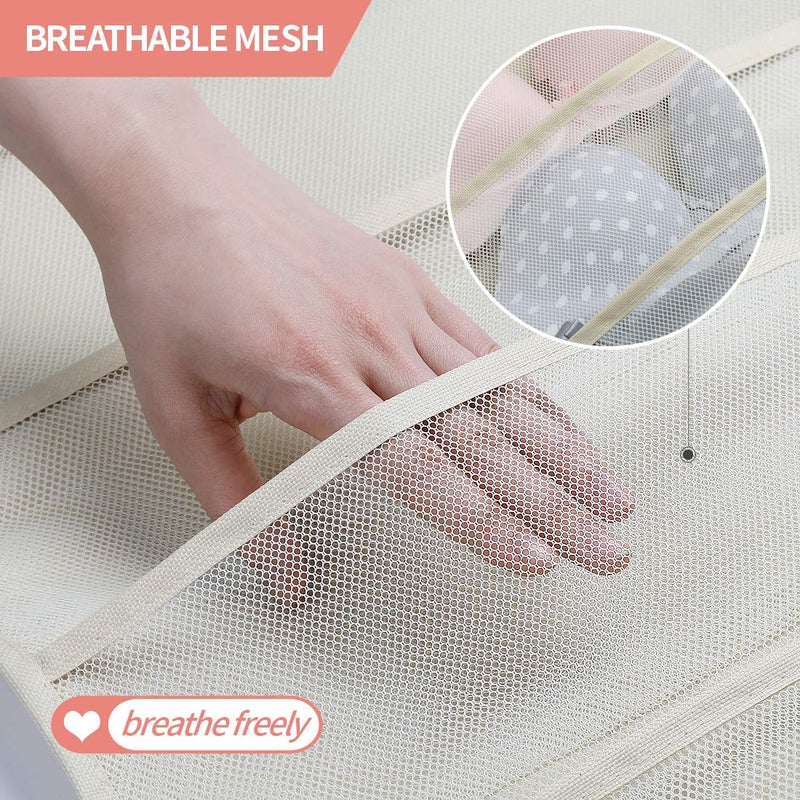 Bseash Enlarged Closet Hanging Bra Organizer with Rotating Metal Hanger, Dual Sided Wall Shelf Wardrobe Mesh Pockets Hanging Storage Bag for Bra Socks Underwear Underpants - Image 4